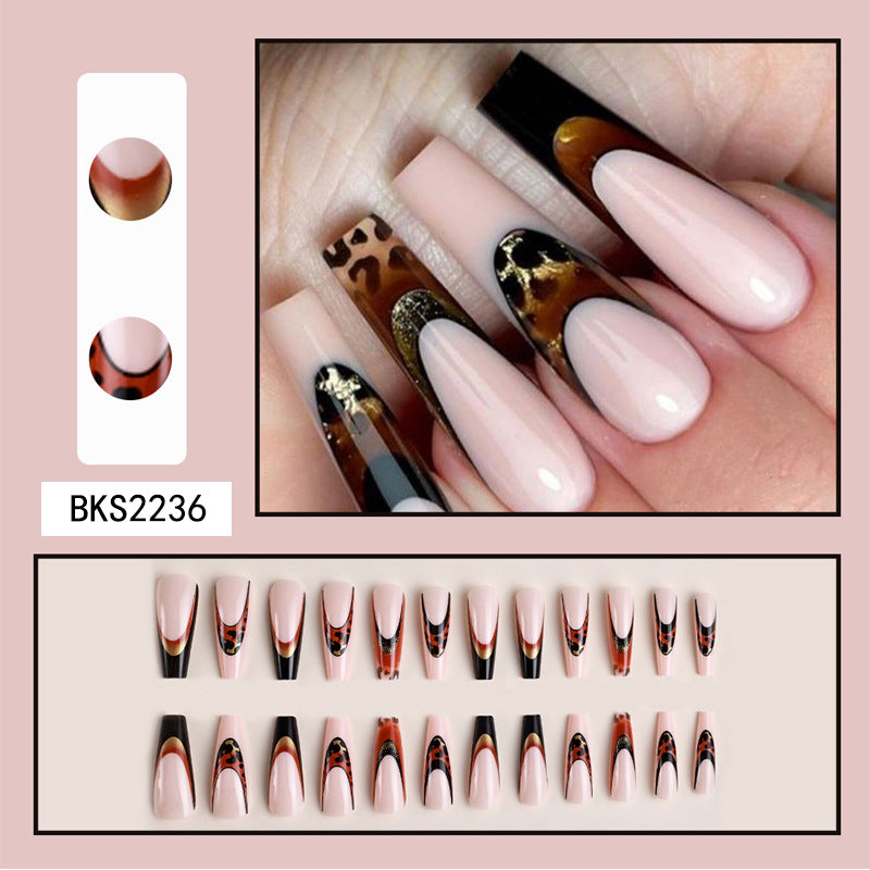 Wholesale Plastic Press on Nails Kits Leopard Print Nail Enhancement ACC-NS-MeiSu004