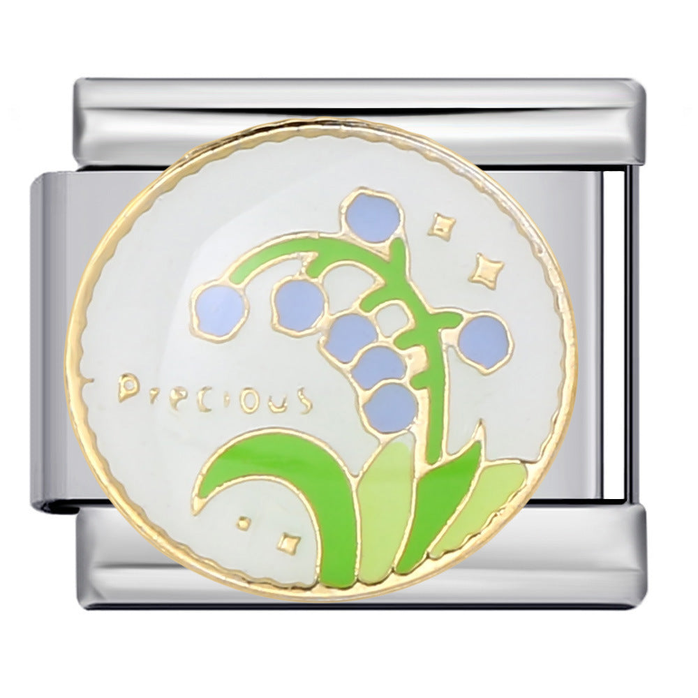 Großhandel 5pcs Italienisches Charmalme Armband 9mm DIY Spleißen Blumenkollektion Edelstahl mit komponierbarem Armband