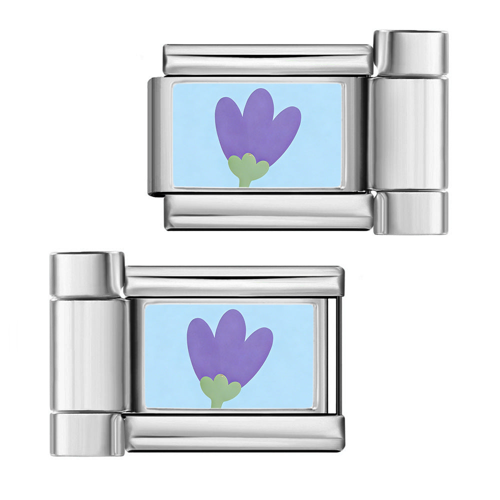 Wholesale Stainless Steel Electroplated Flower Pattern Watch Strap Connector DIY Bracelet Tool for Boutique Resale