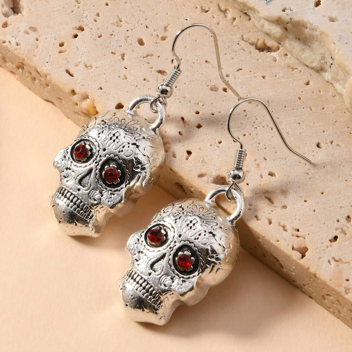 Wholesale Retro Alloy Sugar Skull Earrings Day of the Dead Jewelry Accessory