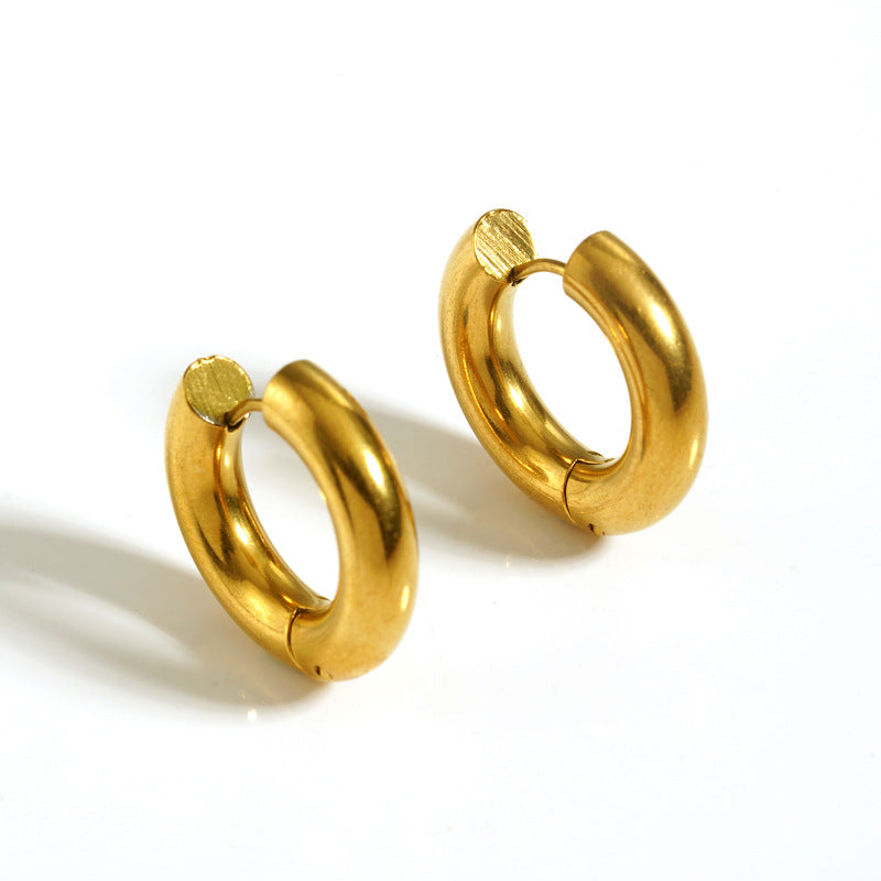 Pendientes redondos de oro de oro de acero inoxidable al por mayor