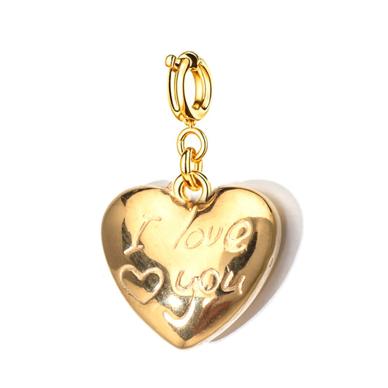Wholesale Stainless Steel Color-Preserving DIY Heart  Charms