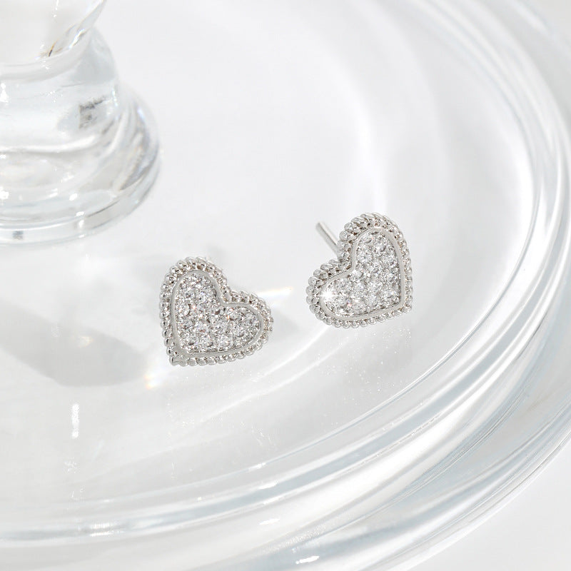 Wholesale Rose Gold Light Luxury  Peach Heart Earrings