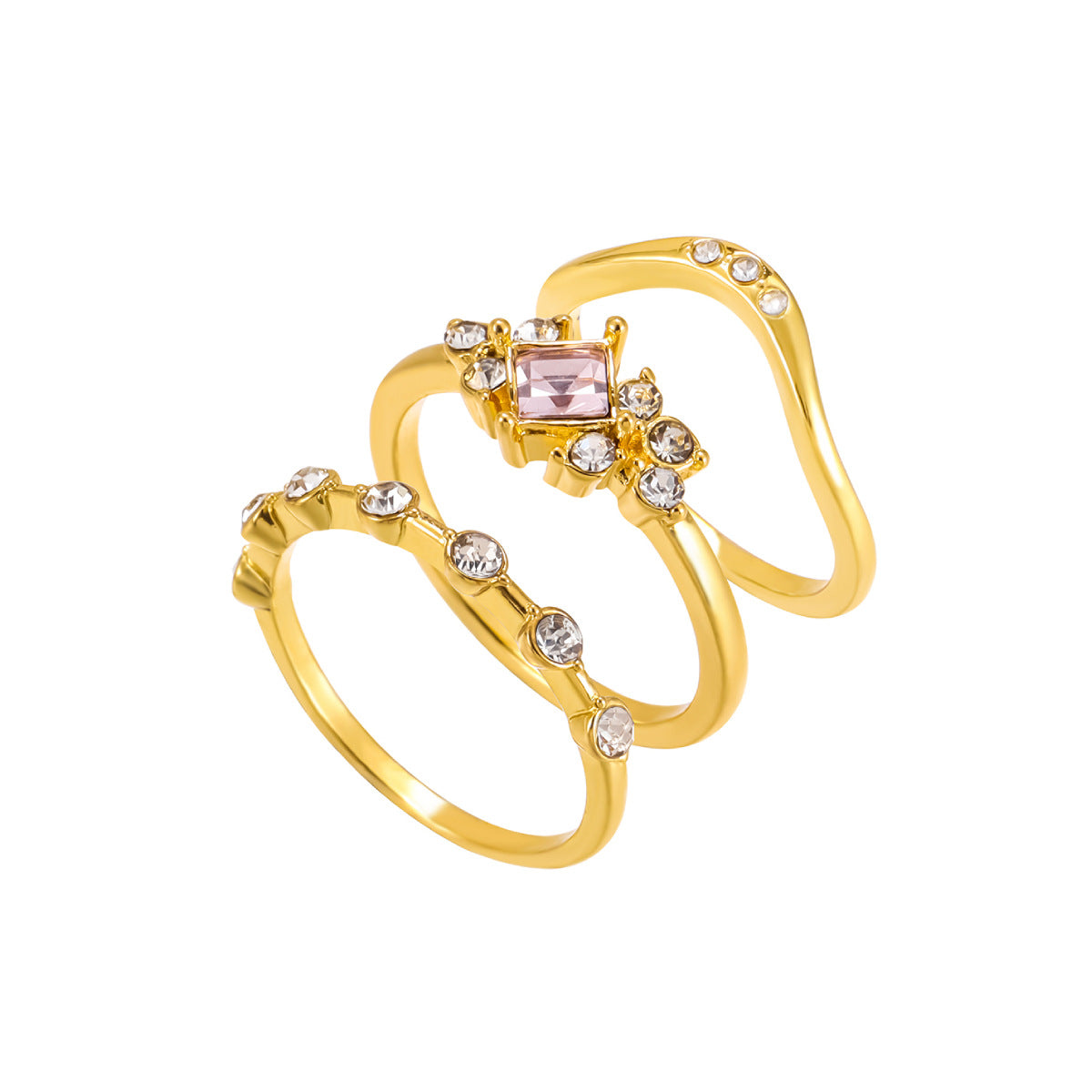 Wholesale Pink Diamond Three-piece Women's Ring Set ACC-RS-LR005
