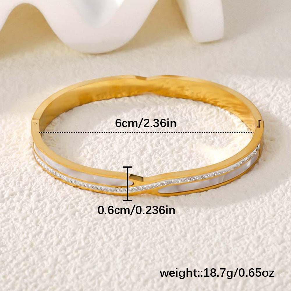 Wholesale Chic Women S Rhinestone Open Cuff Bracelet 18K Gold Plated Stainless Steel Fashion Jewelry Accessory For Party Gift