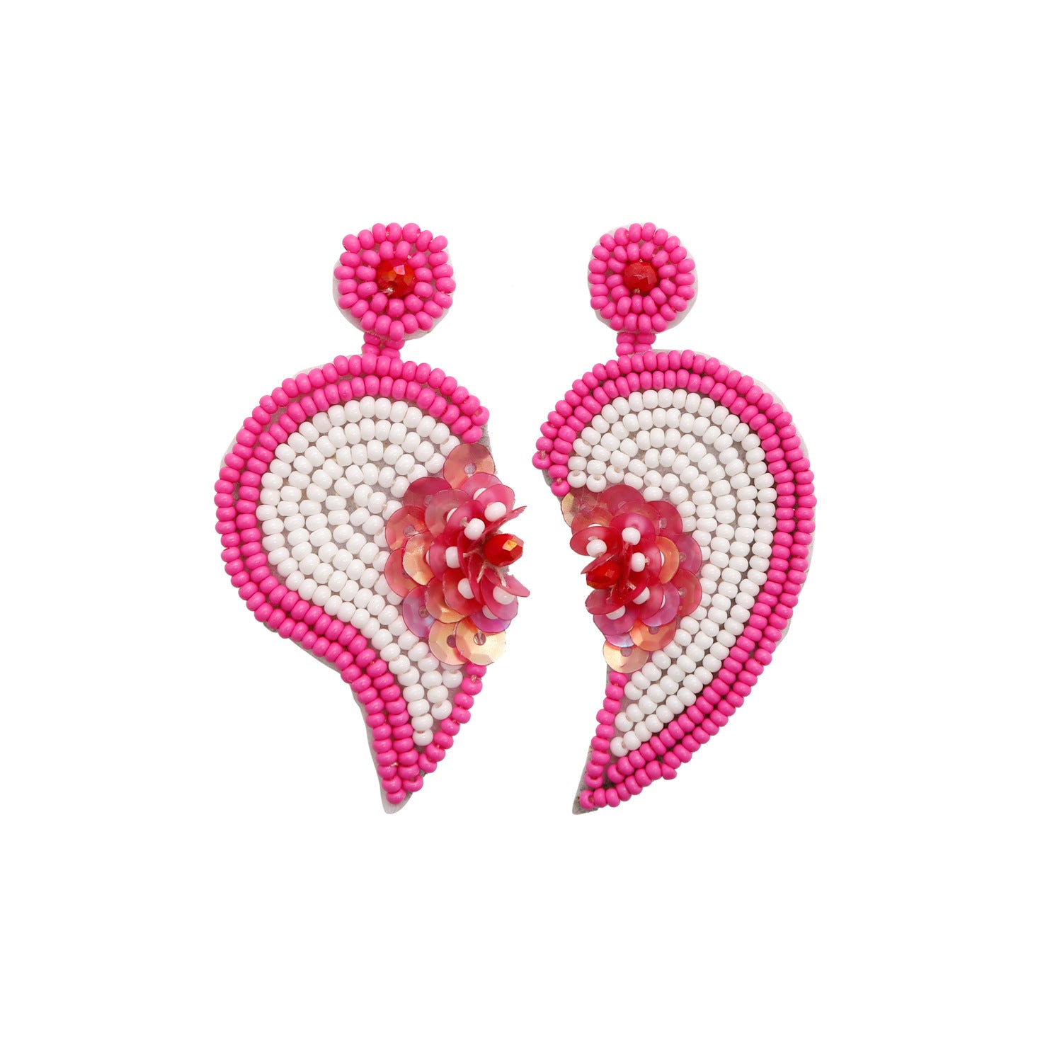Wholesale Handmade Bead Earrings Love Heart Flower Holiday Style Rice Bead Earrings  ACC-ES-JieMi008