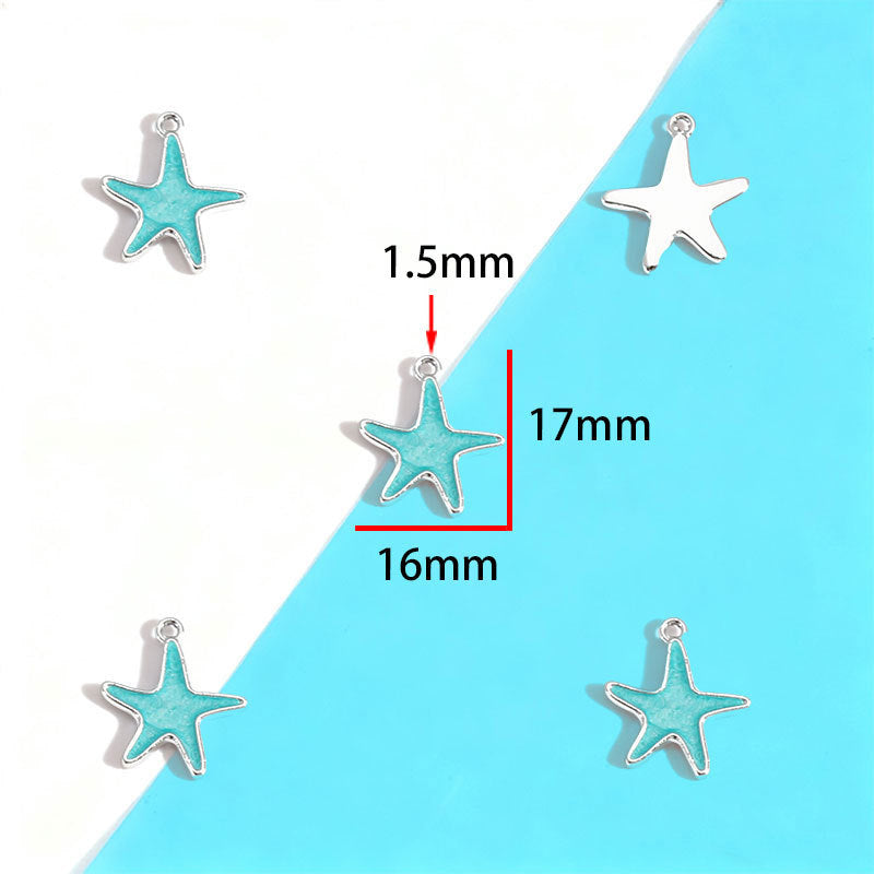 Wholesale Electroplated Zinc Alloy Blue Star Moon Resin Inlay Pendant Charms For DIY Jewelry Making Bag Charm Keychain Everyday Wear