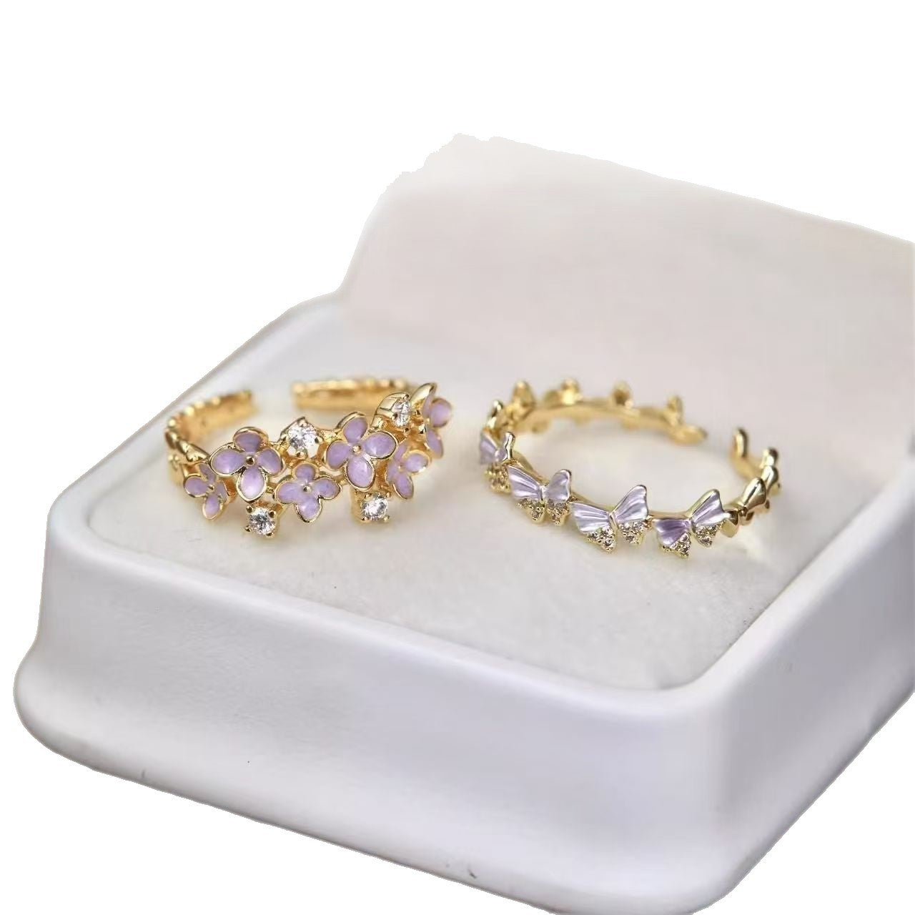 Wholesale Enamel Butterfly Flower Ring In Retro Purple Fairy Style Women S Alloy Ring Chic Jewelry Accessory For Party Or Daily Wear