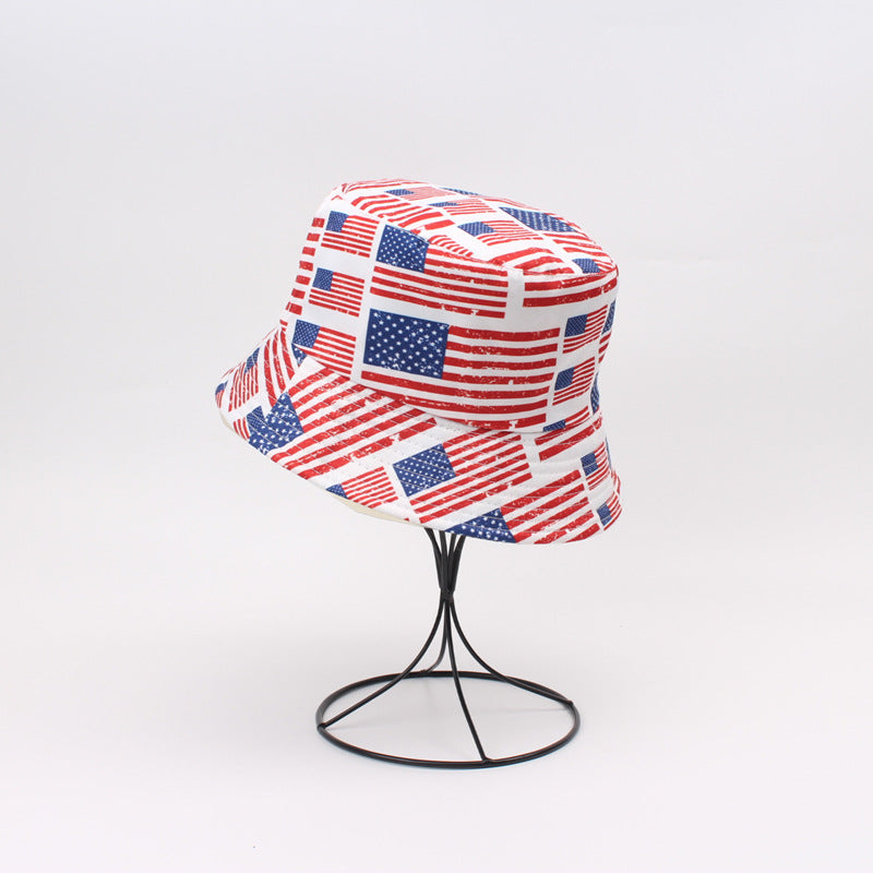 Wholesale American Flag Printed Double Sided Flower Bucket Hat ACC-HT-Wenh002