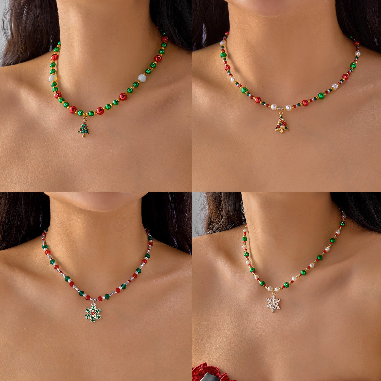 Wholesale  Christmas Handmade Colorful Beaded Necklace