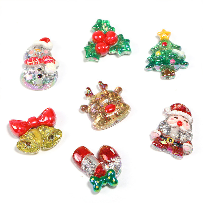 Wholesale 50pcs/pack christmas drop glue snowman Acrylic Beads DIY Bead Accessories