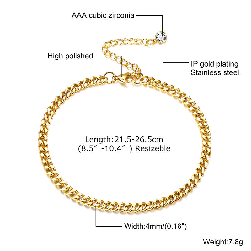 Wholesale Stainless Steel Geometric Anklet For Women Beach Style Fashion Jewelry Accessory