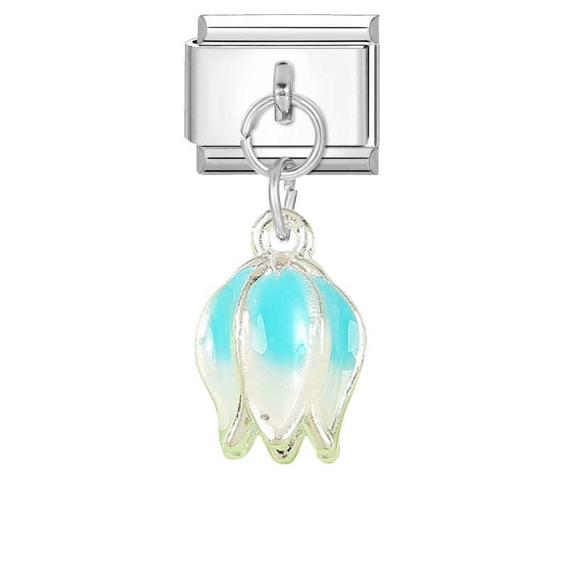 Wholesale 9mm Italian Charm Starter Bracelets DIY flower fish Single Section Creative Stainless Steel Composable Bracelet