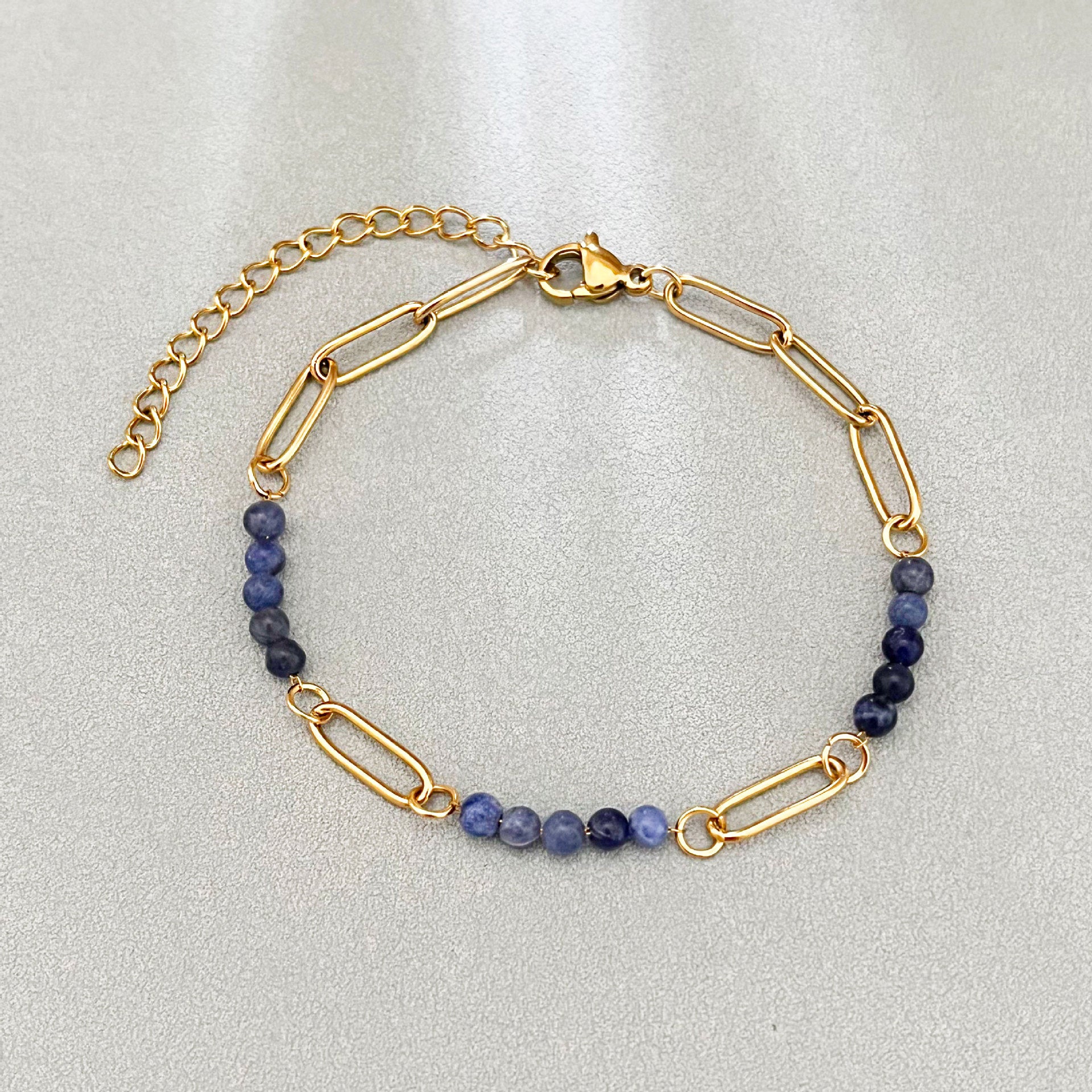 Wholesale Stainless Steel Natural Stone Beaded Bracelet