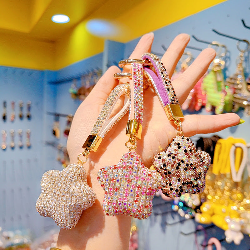 Wholesale Full Drill Star Keychain with Tassel,  Fashion Bag Charm and Car Key Accessory Gift