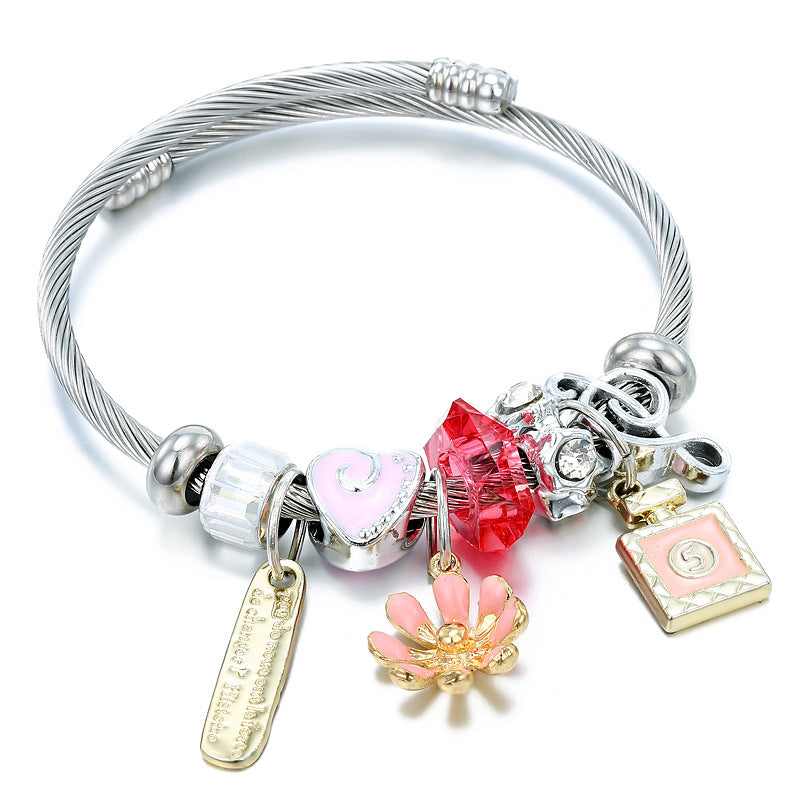 Wholesale Titanium Steel Starfish turtle bracelet blue crystal marine series