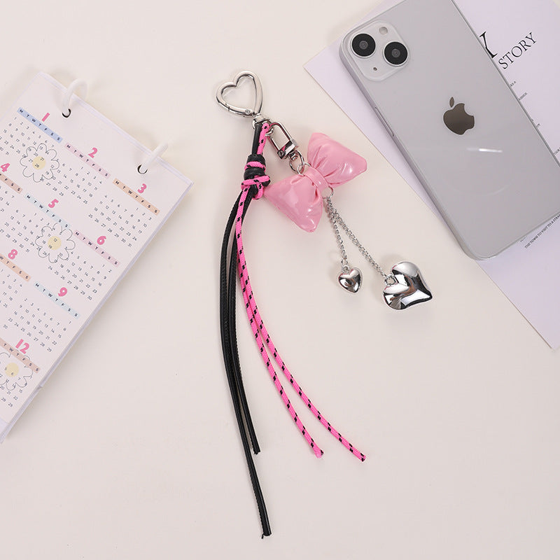 Wholesale Leather cord bow tassel keychain