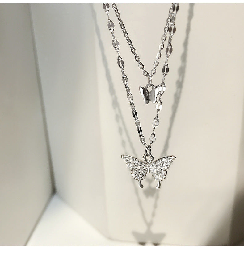 Wholesale Double Layer Butterfly Necklace Clavicle Chain Choker Necklace ACC-NE-JiuS007