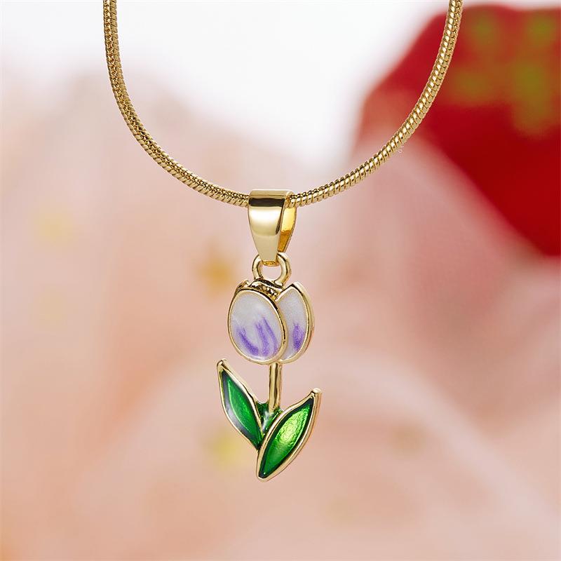 Wholesale  Romantic Tulip Flower Necklace Clavicle Chain