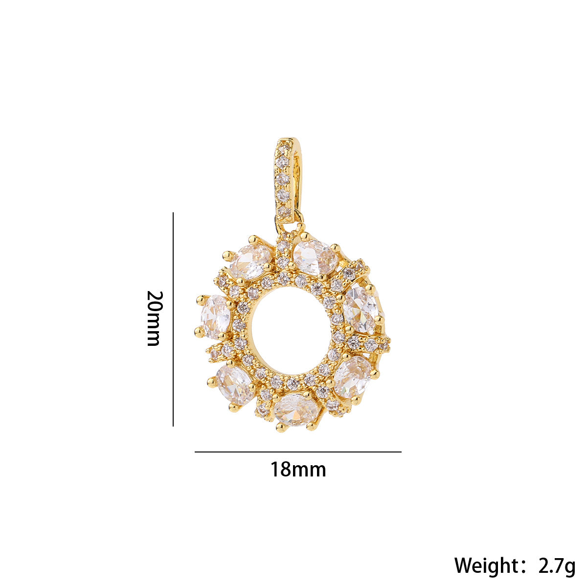 Wholesale Gold Plated Brass Zircon Pendant Snowflake Necklace Charm Elegant Round DIY Jewelry Accessory For Women Casual Boutique Resale