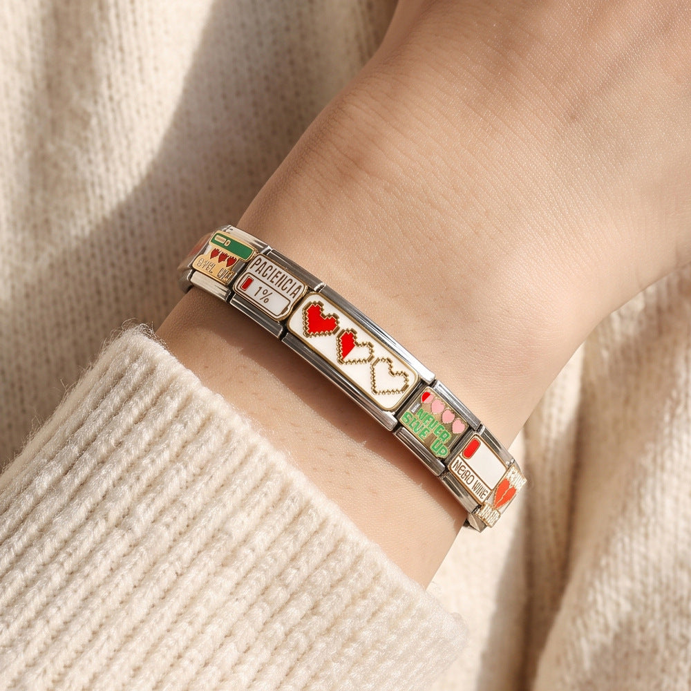 Wholesale Stainless Steel DIY Modular Bracelet with Power Slogan Italian Charm,  Jewelry Accessory for Gifts