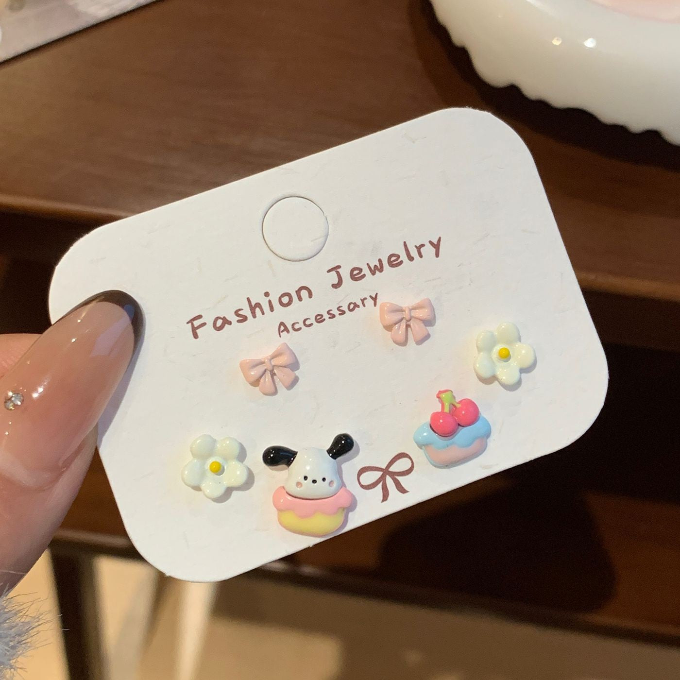 Wholesale Summer butterfly earrings set versatile exquisite zircon pink earrings