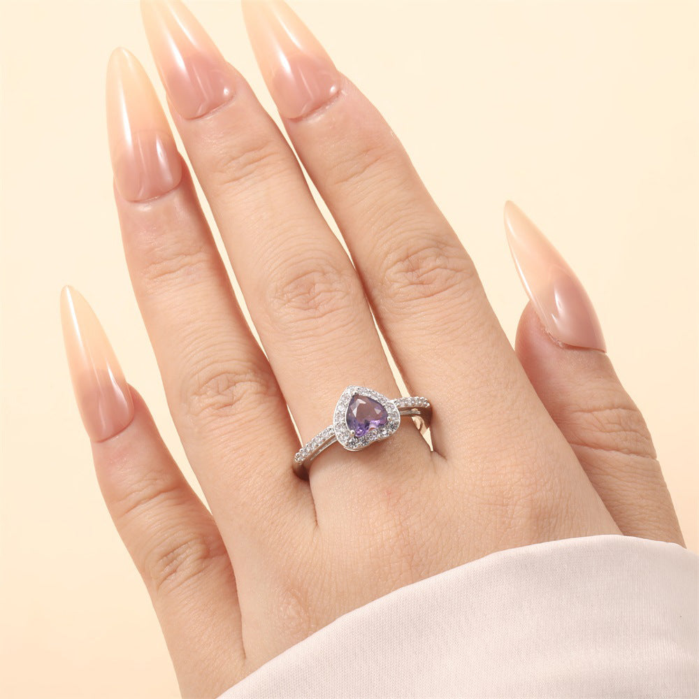 Wholesale copper material single color rhinestone love ring