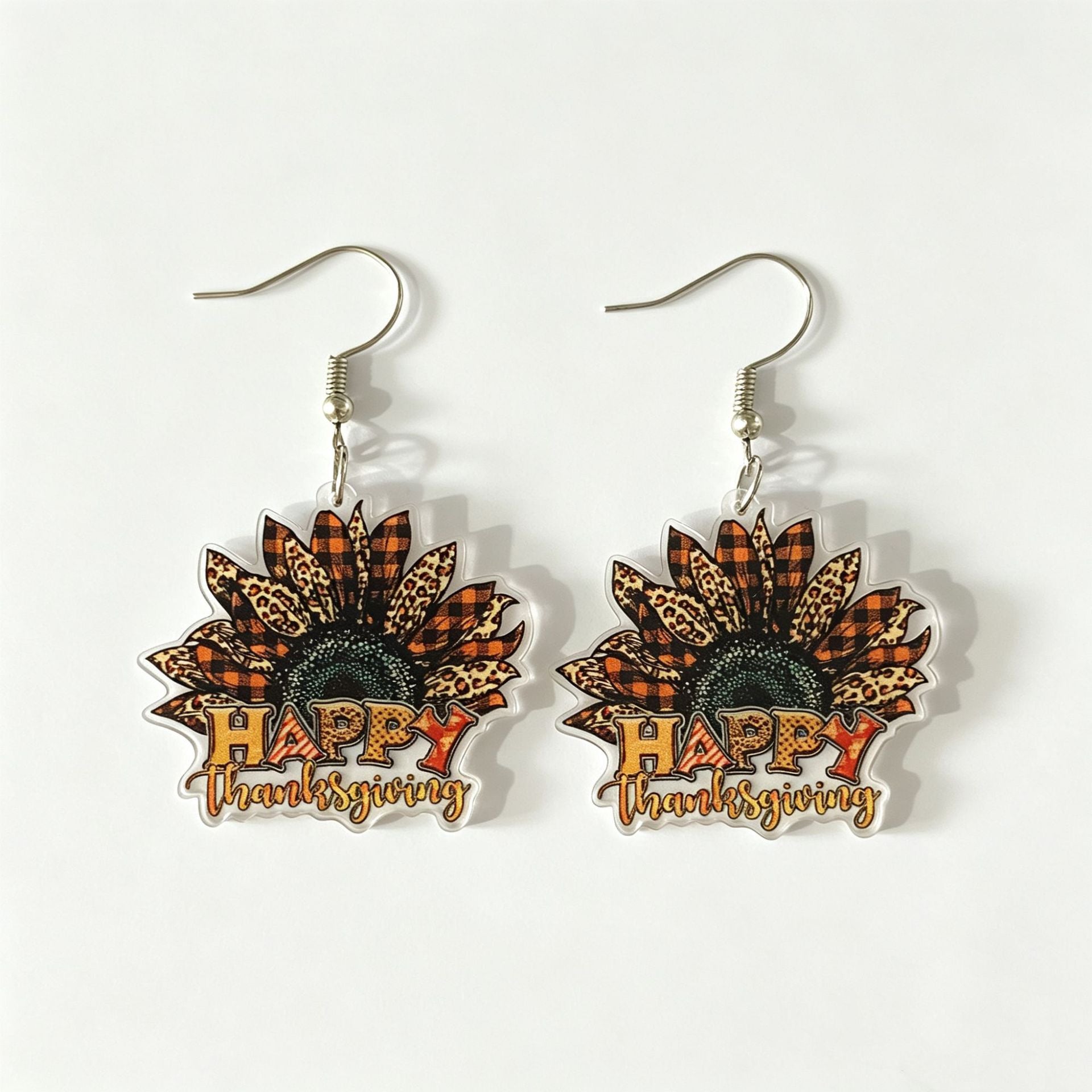 Wholesale Chic Thanksgiving Acrylic Earrings For Women Turkey Pumpkin Letter Design Jewelry Accessory Gift