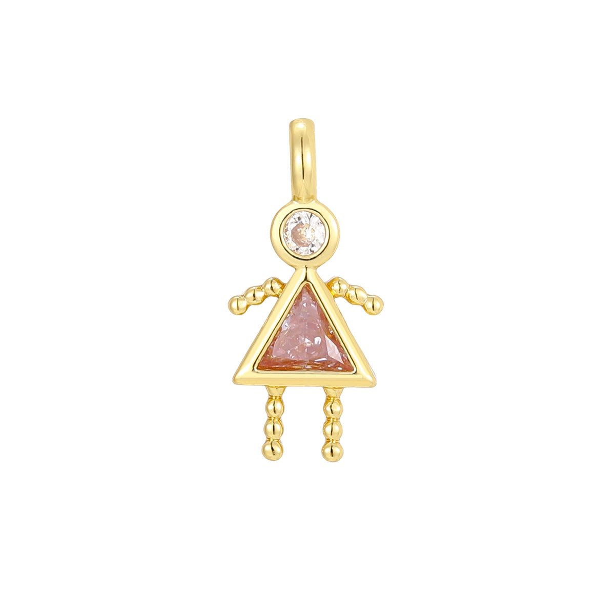 Wholesale Copper Plated 18K Gold Cartoon Birthstone Pendant Necklace,  Trendy Jewelry Accessory for Girls