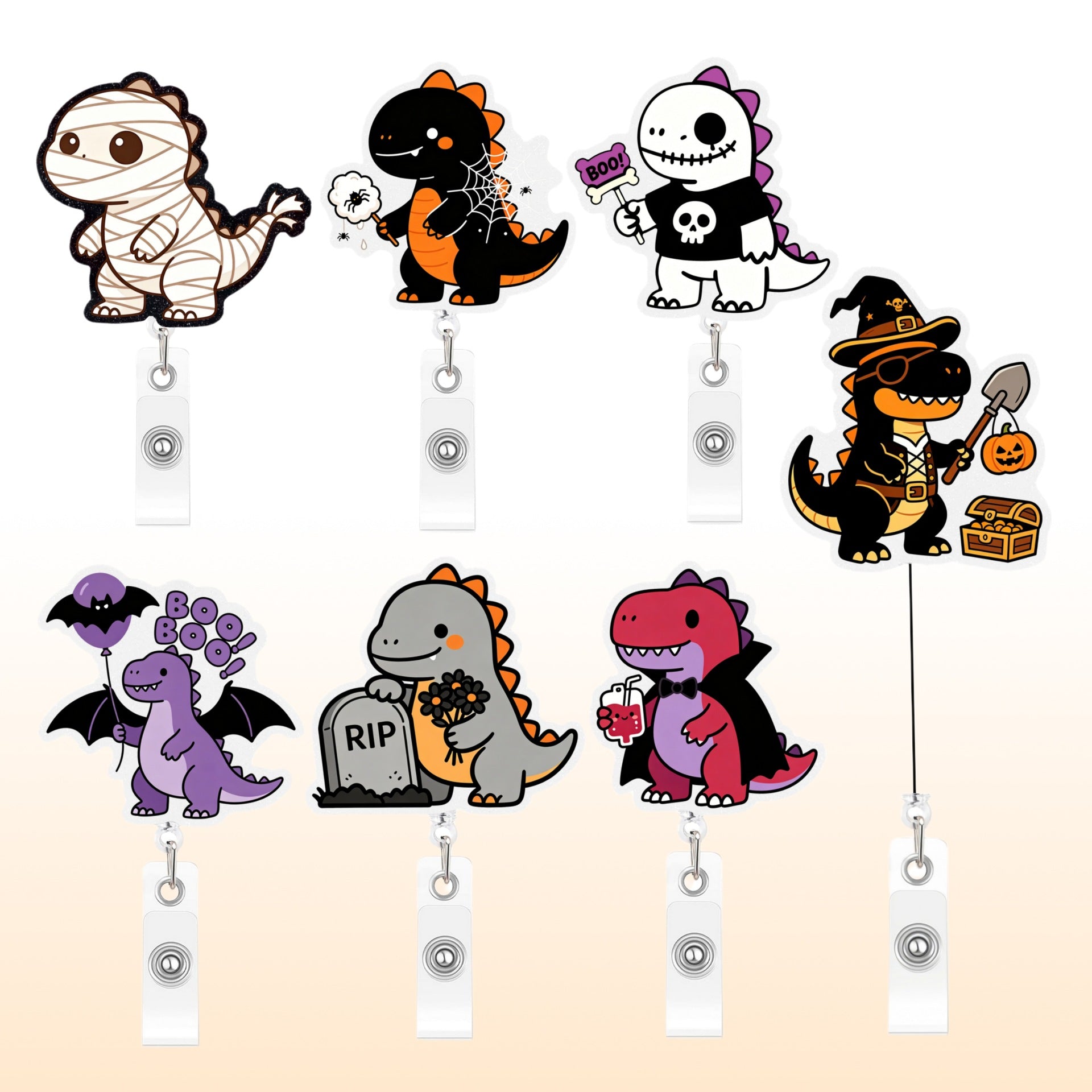 Wholesale Plastic Retractable Badge Reel With Cute Cartoon Dinosaur  Design For Office ID Card Holder
