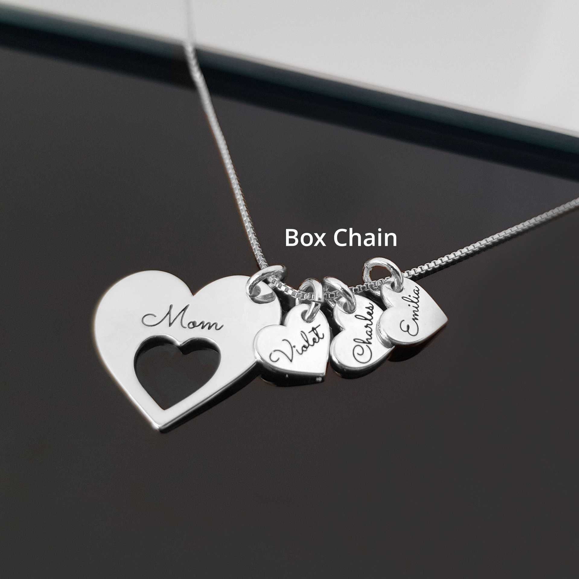 Wholesale Heart-Shaped Stainless Steel Engraved Name Pendant Necklace Jewelry Gift for Mom