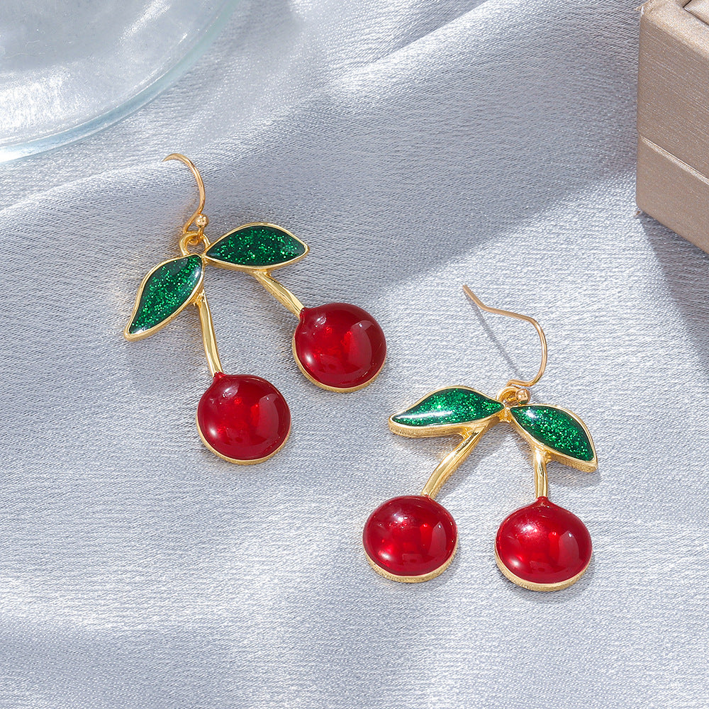 Wholesale Alloy Cherry Fruit Earrings