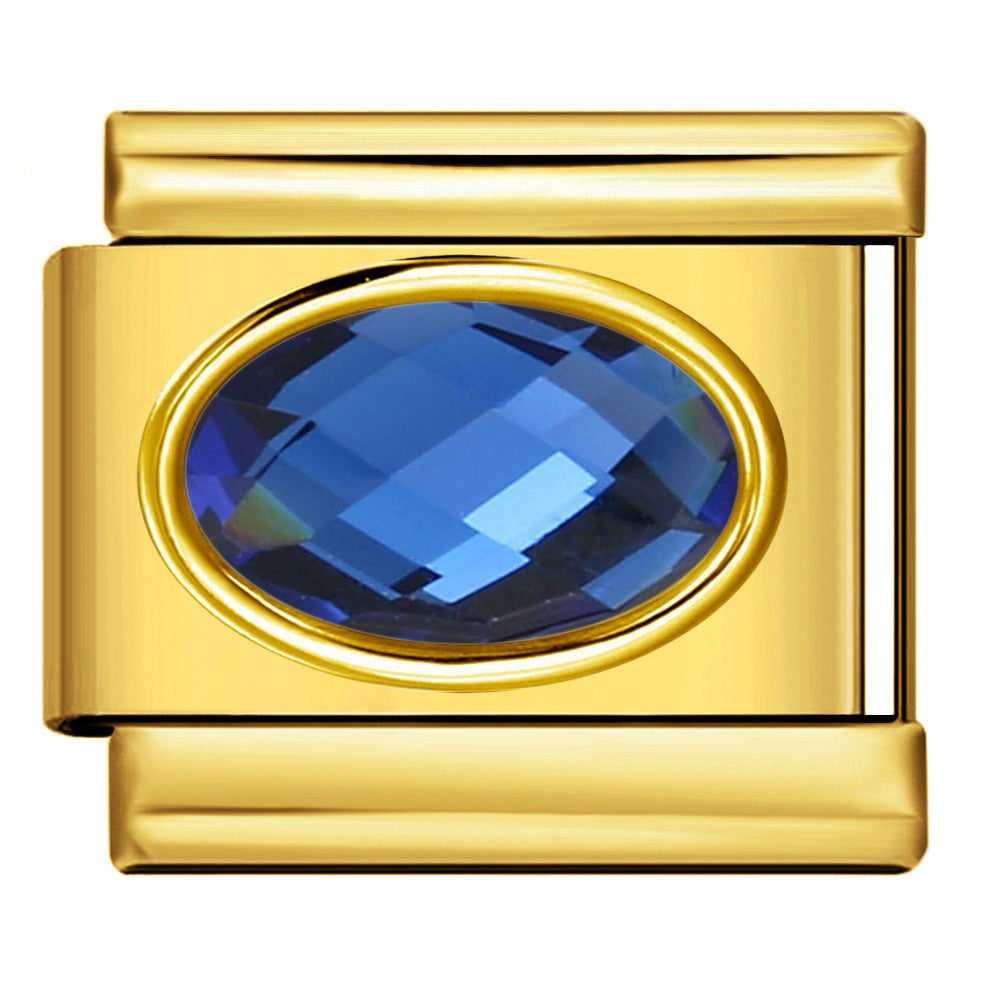 Wholesale Italian Charm Bracelet 9mm DIY Splicing Removable Oval Colored Stone Stainless Steel Composable Bracelet