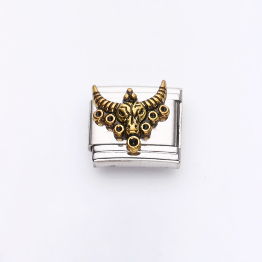 Wholesale 10pcs Italian Charm Bracelet 9mm DIY Splicing Cross Rose Stainless Steel Composable Bracelet