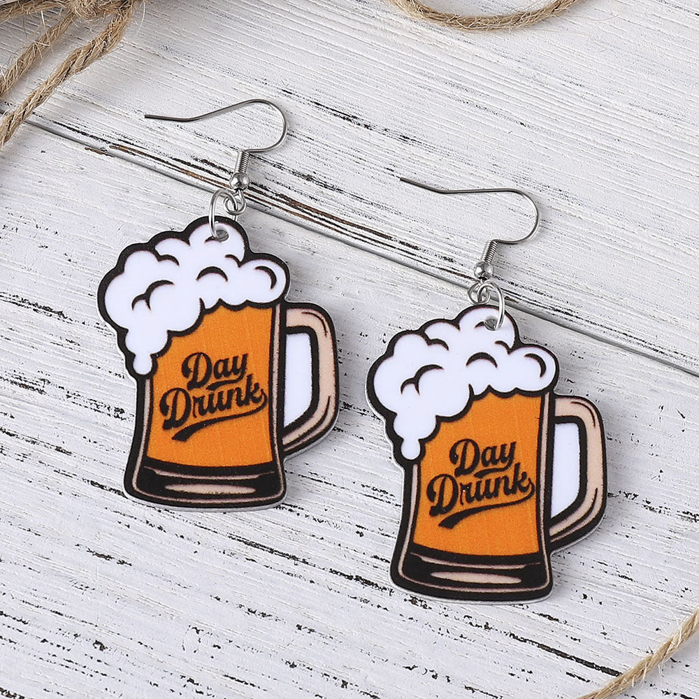Wholesale Summer Style Beach Party Beer Mug Acrylic Earrings ACC-ES-ChuLian092