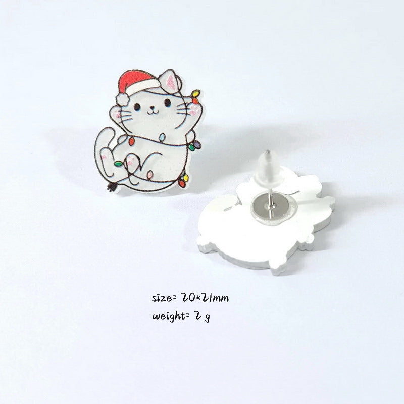 Wholesale Christmas Tree Rainbow Sloth Dinosaur Gingerbread Man Acrylic Earrings ACC-ES-XP026