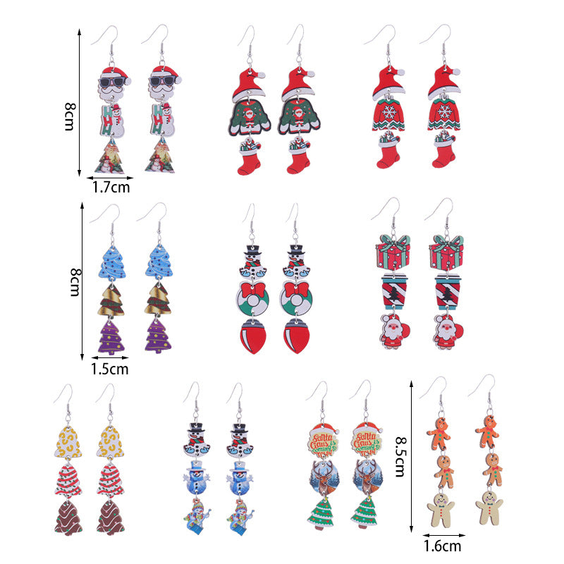 Wholesale Christmas Tree Hat Bell Ear Snowman Earrings ACC-ES-CT035