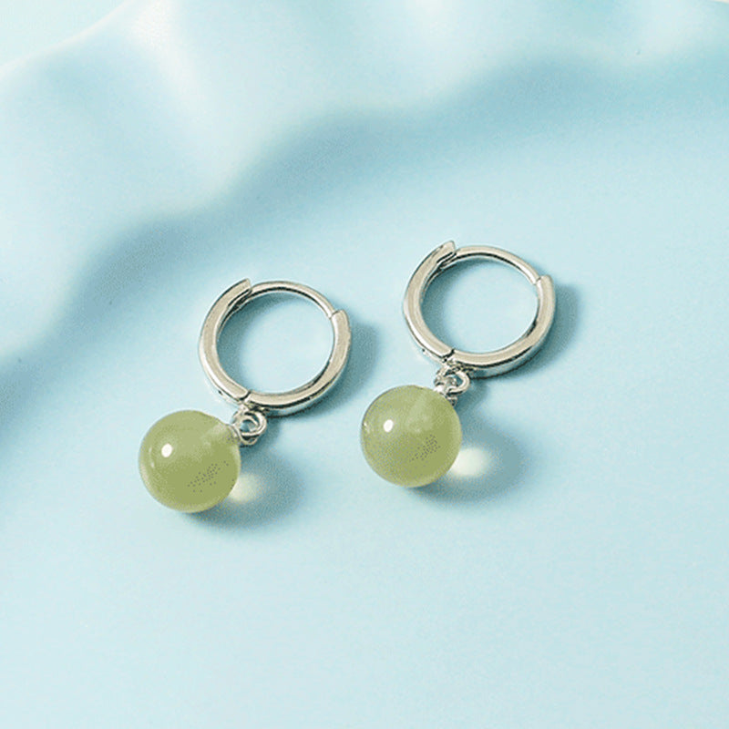 Wholesale Simple Green Jade Earrings