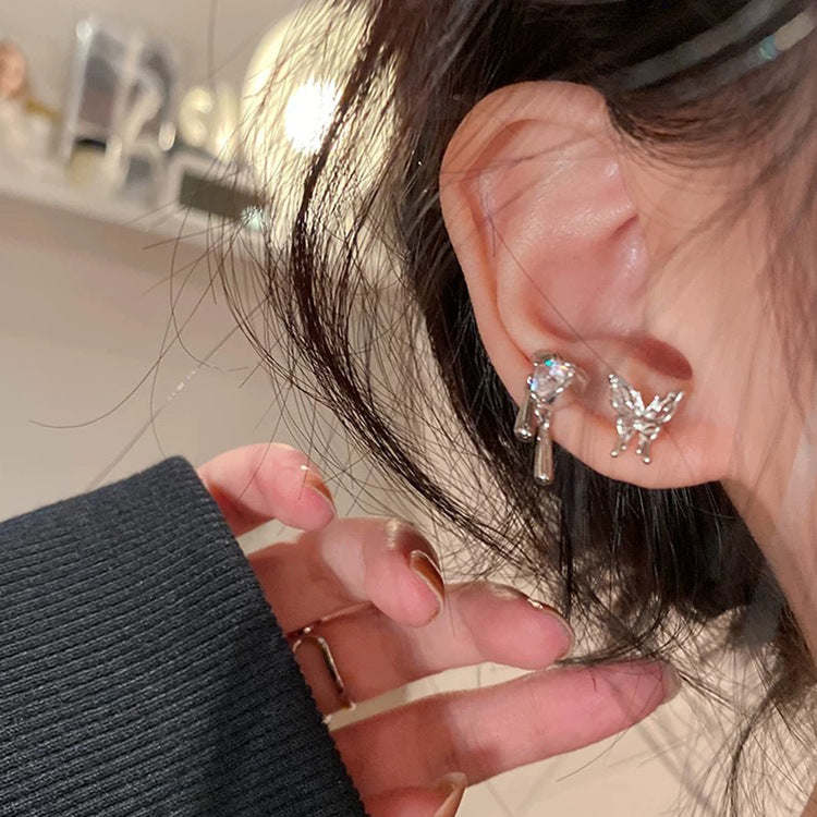 Wholesale  zircon lovely butterfly stud earrings suit