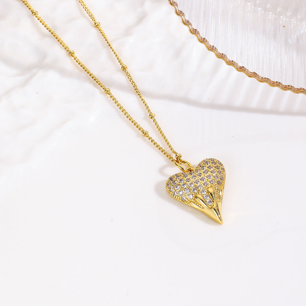 Wholesale Heart necklace copper plated 18k pendant necklace