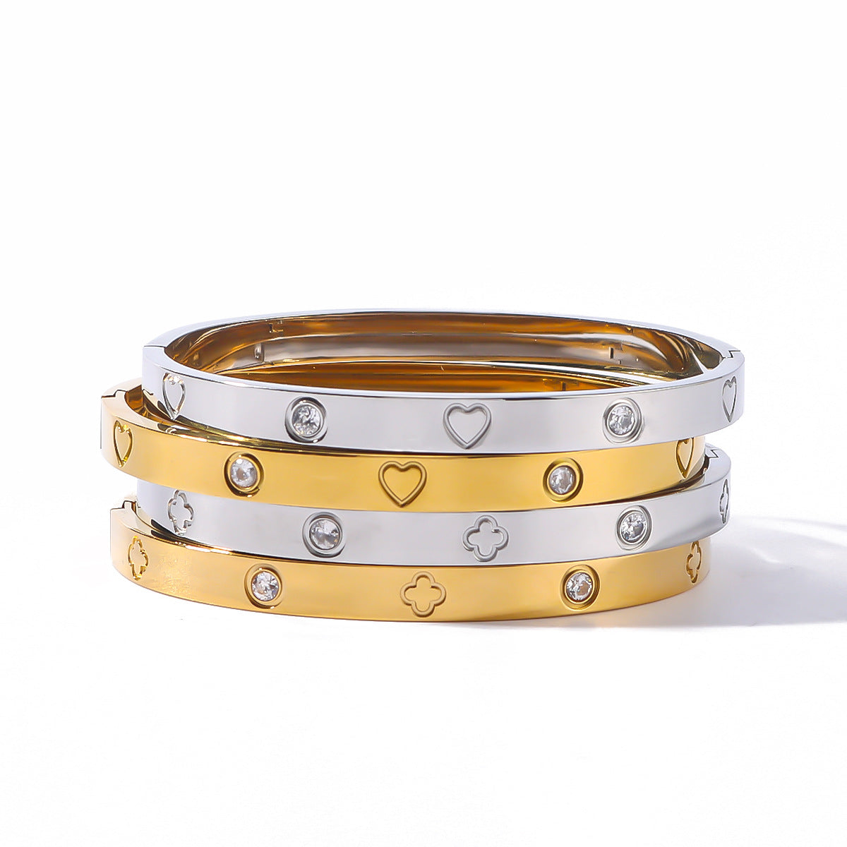 Bracelet rond en gros acier inoxydable en acier inoxydable 18 carats