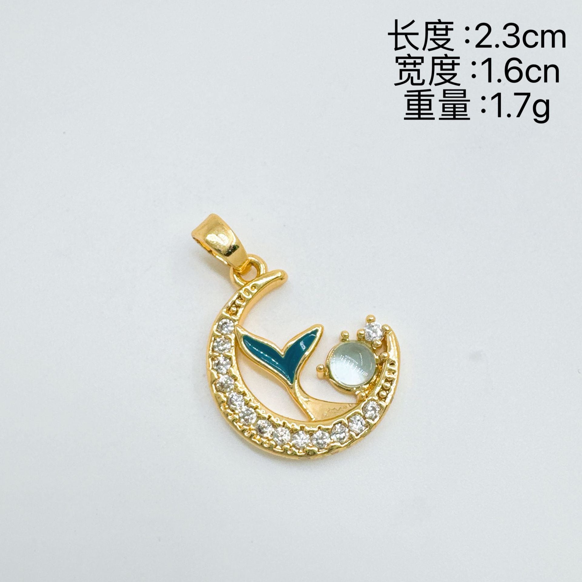 Wholesale Elegant Gold Plated Zircon Moon Pendant Necklace Boutique Resale