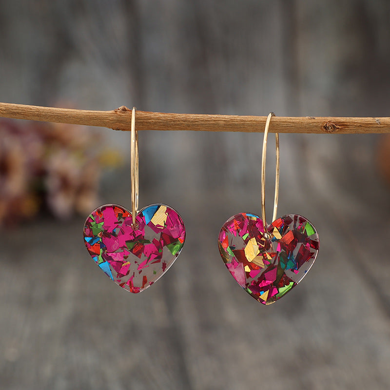 Wholesale Transparent Pink Heart Sequined Earrings For Women Trendy Valentine S Day Jewelry Accessory Casual Party Gift