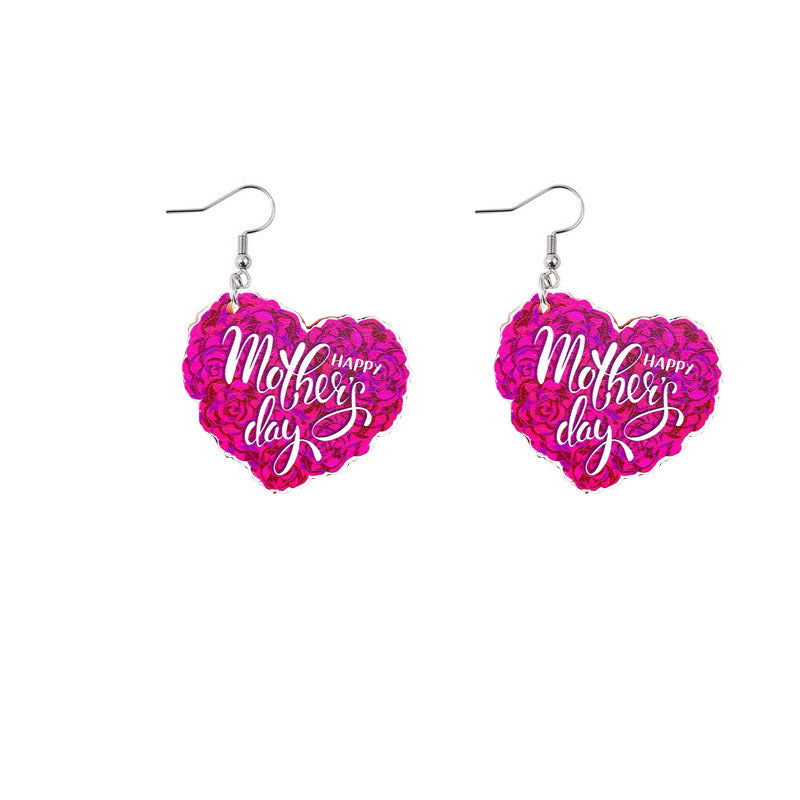 Wholesale Mother's Day MOM Rainbow Sunflower Wooden Earrings ACC-ES-YiYuan007