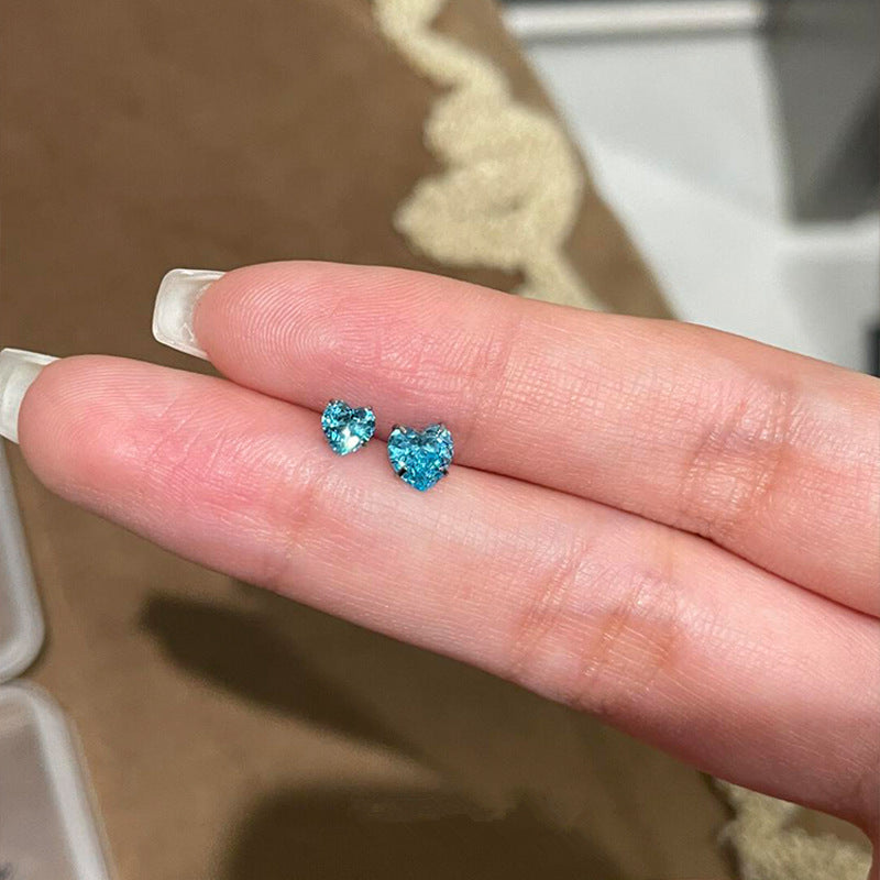 Wholesale Titanium Steel Blue Love Zircon Ear Nail  Earring