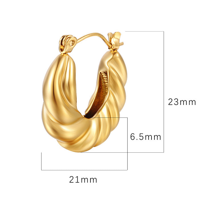 Wholesale Stainless Steel Earrings Light Luxury   Plated with 18K Twist Earrings