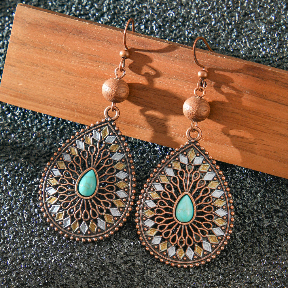 Wholesale Retro Bohemian Ethnic Hollow Tassel Earring Set Zinc Alloy Boutique Resale