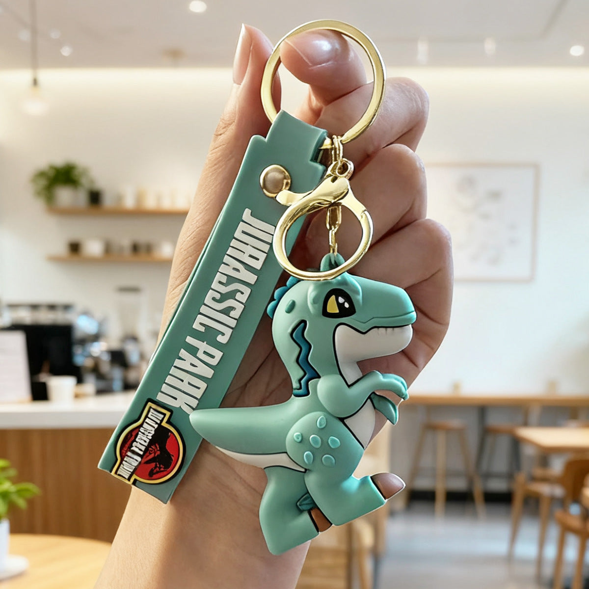 Commercio all'ingrosso dinosauro giurassico portachiavi ciondolo cartoon anime Tyrannosaurus Rex Triceratops