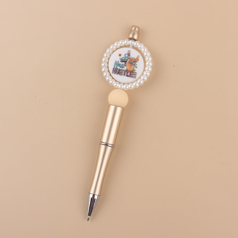 Wholesale Creative pearl ring cartoon round printing beaded pen