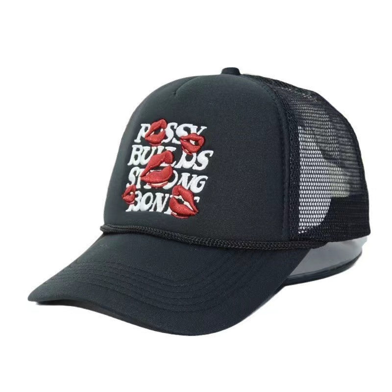 Wholesale Lips Hat Mesh Cap Letters Embroidery Baseball Cap ACC-HT-JiangSheng001